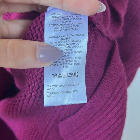 Anthropologie Maeve Layered Polo Wool Blend Sweater in Raspberry Pink Medium - Picture 6 of 6
